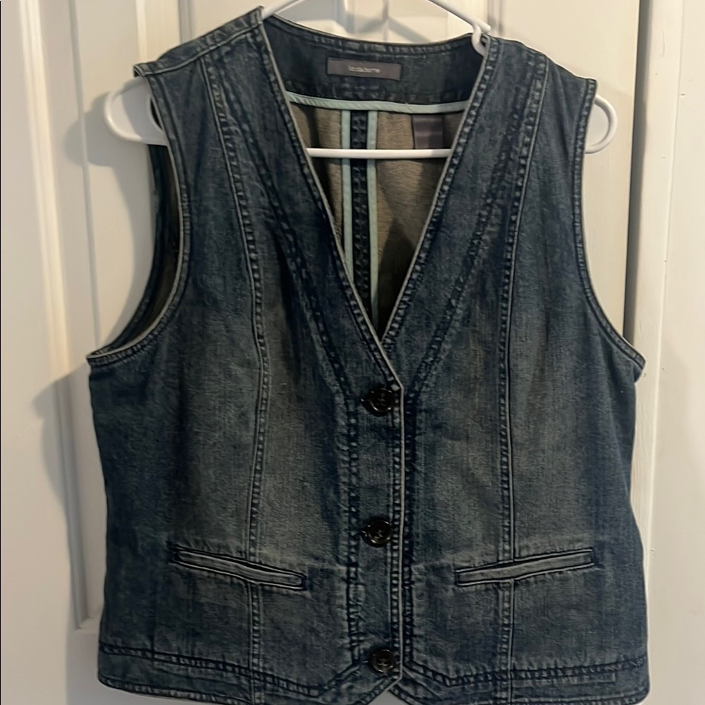 Liz Claiborne Denim Button-Up Vest